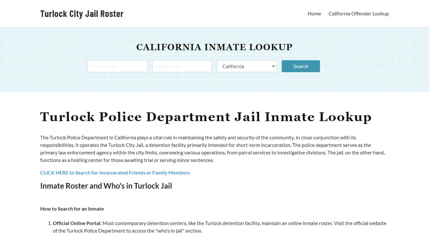 Turlock Police Department & City Jail, CA Inmate Roster, Arrests, Mugshots