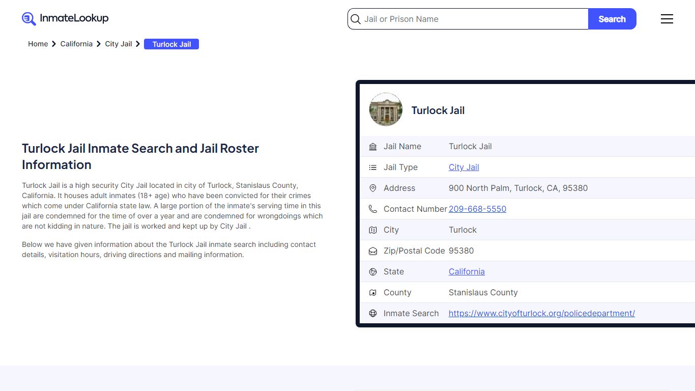 Turlock Jail Inmate Search - Turlock California - Inmate Lookup
